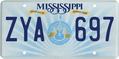 MS license plate ZYA697
