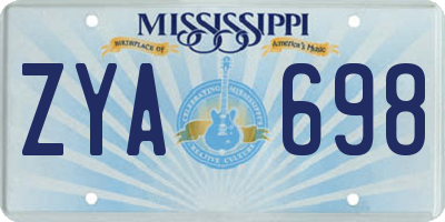 MS license plate ZYA698