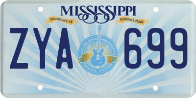 MS license plate ZYA699