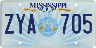MS license plate ZYA705