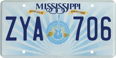 MS license plate ZYA706