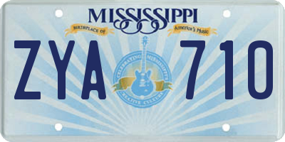 MS license plate ZYA710