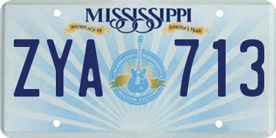 MS license plate ZYA713