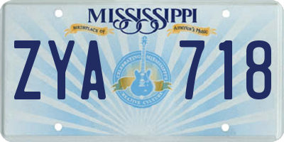 MS license plate ZYA718