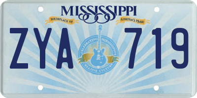 MS license plate ZYA719