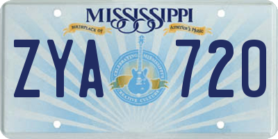 MS license plate ZYA720