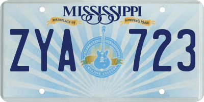 MS license plate ZYA723