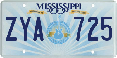 MS license plate ZYA725