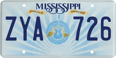 MS license plate ZYA726