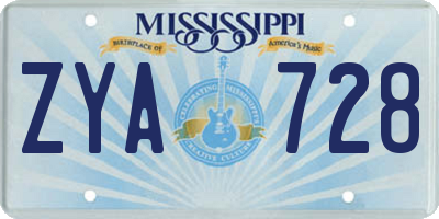 MS license plate ZYA728