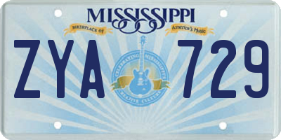 MS license plate ZYA729