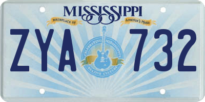 MS license plate ZYA732