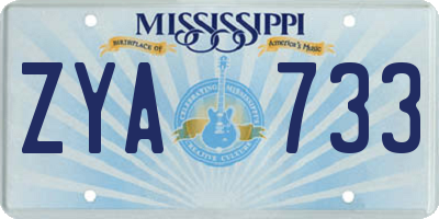 MS license plate ZYA733