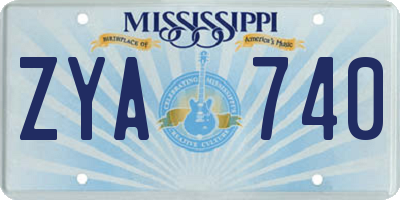 MS license plate ZYA740