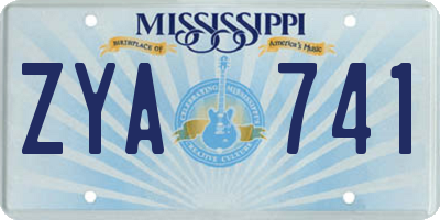 MS license plate ZYA741