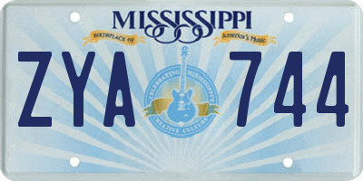 MS license plate ZYA744
