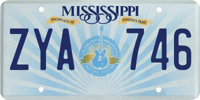 MS license plate ZYA746