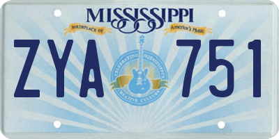 MS license plate ZYA751