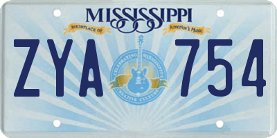 MS license plate ZYA754