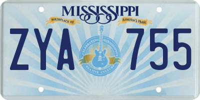 MS license plate ZYA755