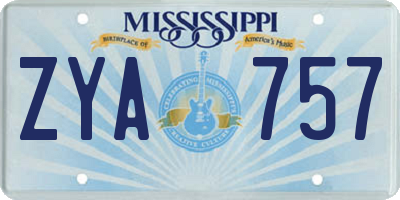 MS license plate ZYA757