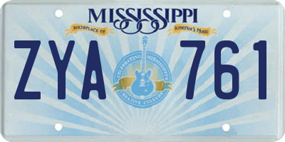 MS license plate ZYA761