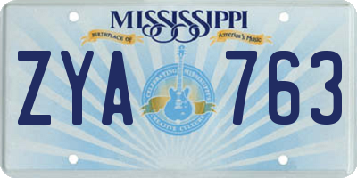 MS license plate ZYA763