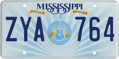 MS license plate ZYA764