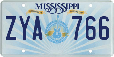 MS license plate ZYA766