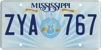 MS license plate ZYA767