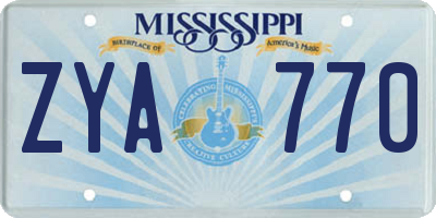 MS license plate ZYA770