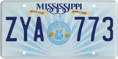 MS license plate ZYA773
