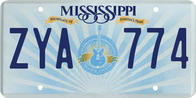 MS license plate ZYA774