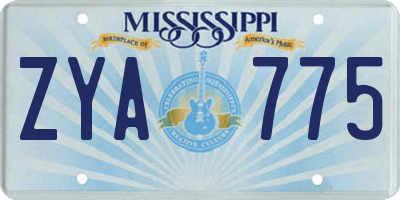 MS license plate ZYA775