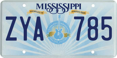 MS license plate ZYA785