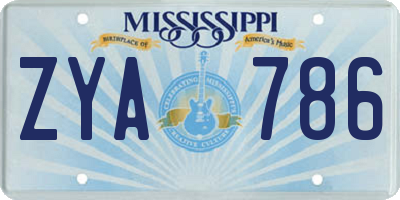 MS license plate ZYA786