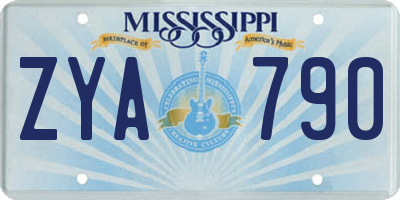 MS license plate ZYA790