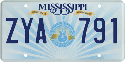 MS license plate ZYA791