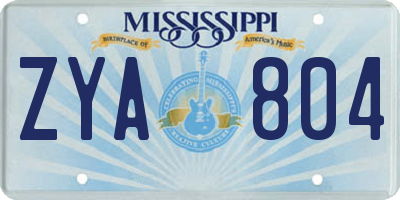 MS license plate ZYA804