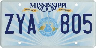 MS license plate ZYA805