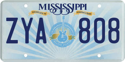 MS license plate ZYA808