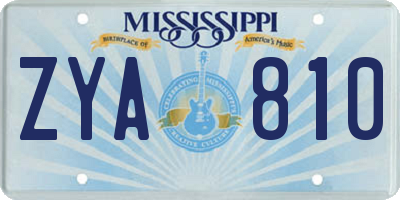 MS license plate ZYA810