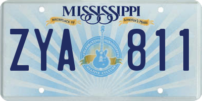 MS license plate ZYA811