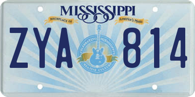 MS license plate ZYA814