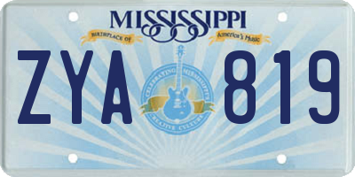 MS license plate ZYA819