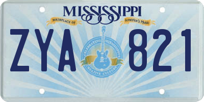 MS license plate ZYA821