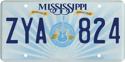 MS license plate ZYA824
