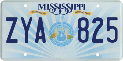 MS license plate ZYA825