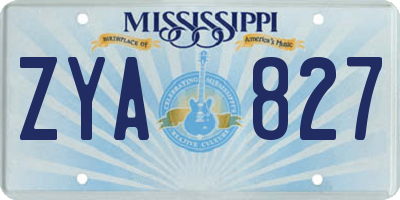 MS license plate ZYA827