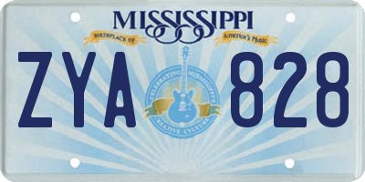 MS license plate ZYA828
